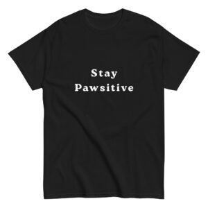 Stay Pawsitive classic heavyweight cotton t-shirt for cat lovers